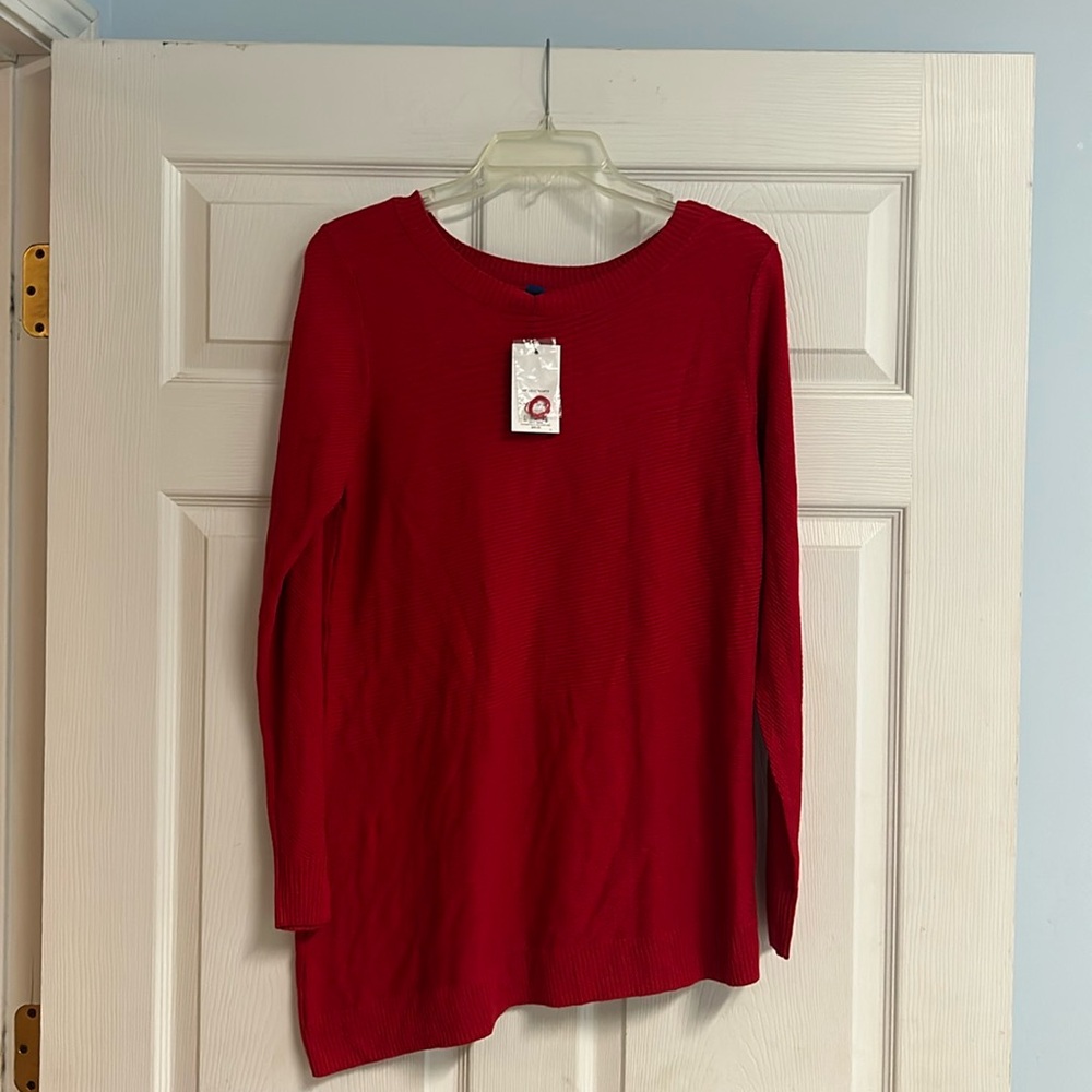 New with tags Apt. 9 red asymmetrical bottom hem sweater